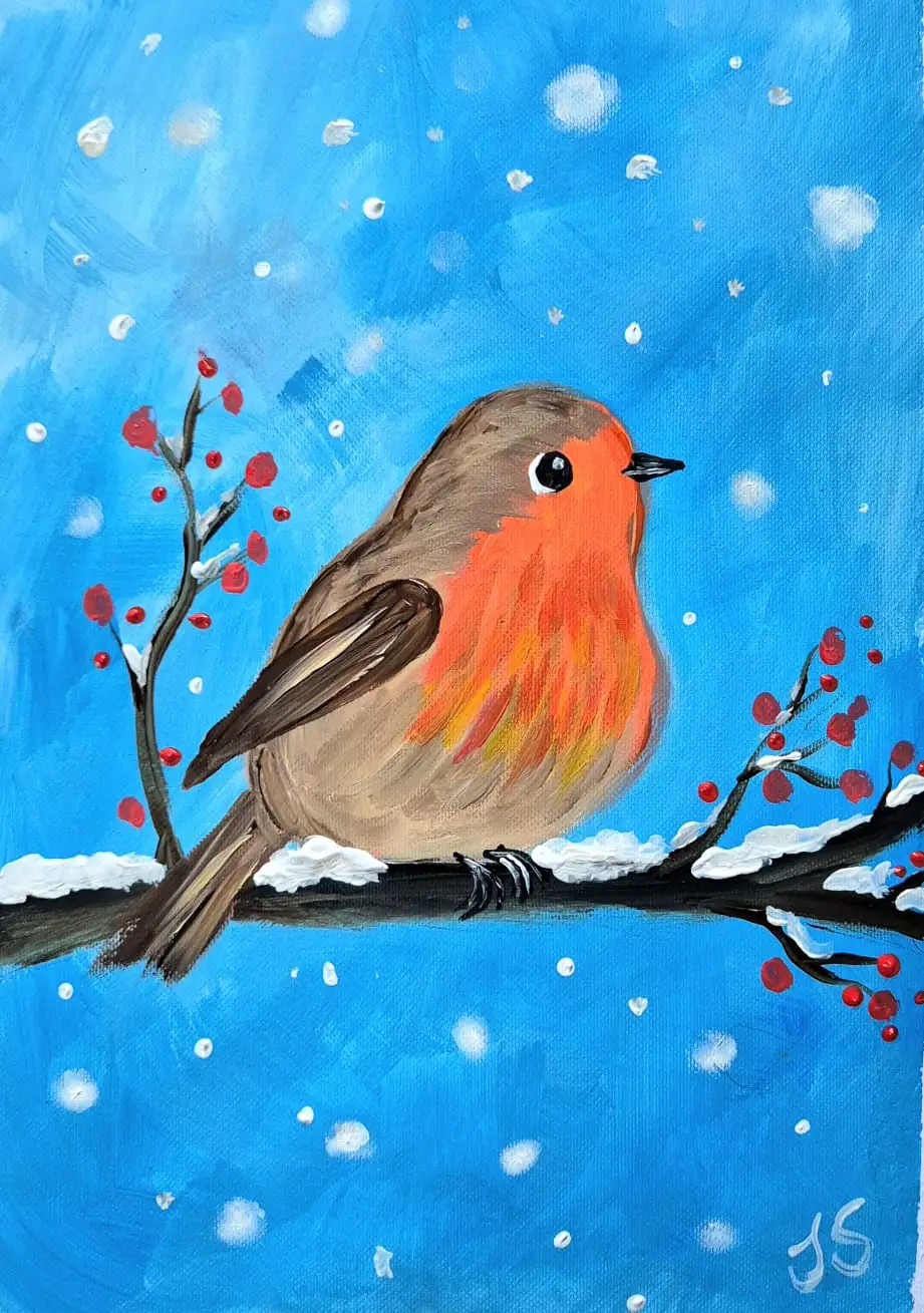 Winter Robin painting