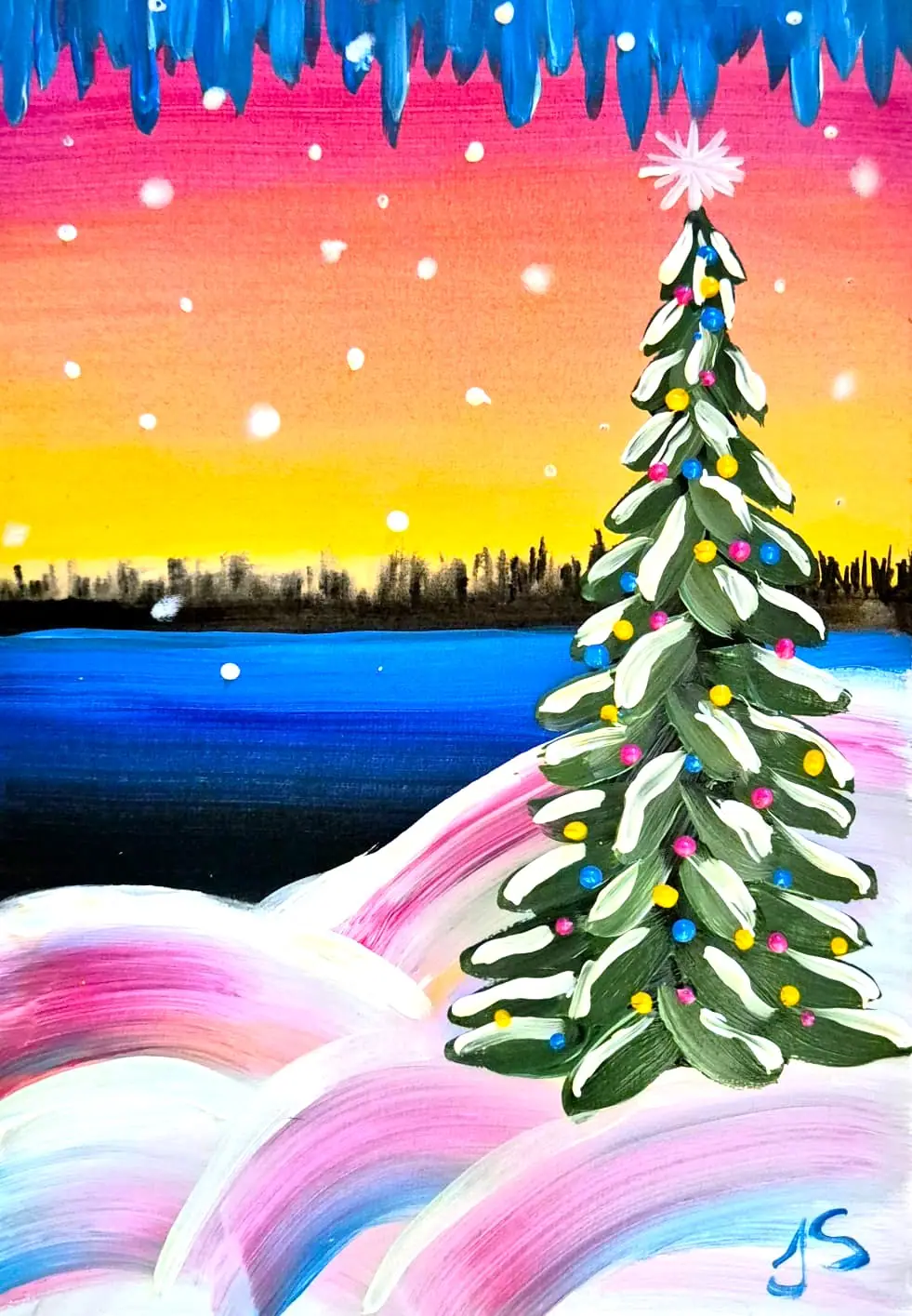 Frosty Christmas Tree painting